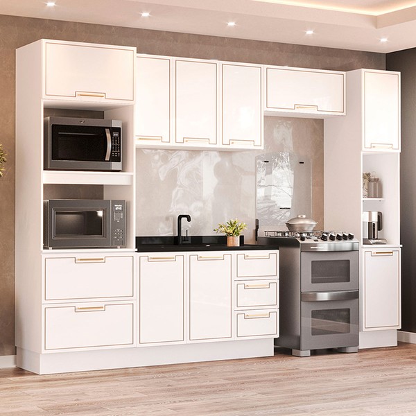 Cozinha Completa Amara 10 Portas 4 Gavetas 40250086 Branco - Politorno