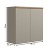 Armário Aéreo Cozinha 80 Cm Renard 2 Portas 100% Mdf Jequitibá/Gris Fosco - Pnr Móveis
