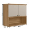 Armário Aéreo Cozinha 80 Cm Route 2 Portas 100% Mdf Jequitibá/Off White Fosco - Pnr Móveis