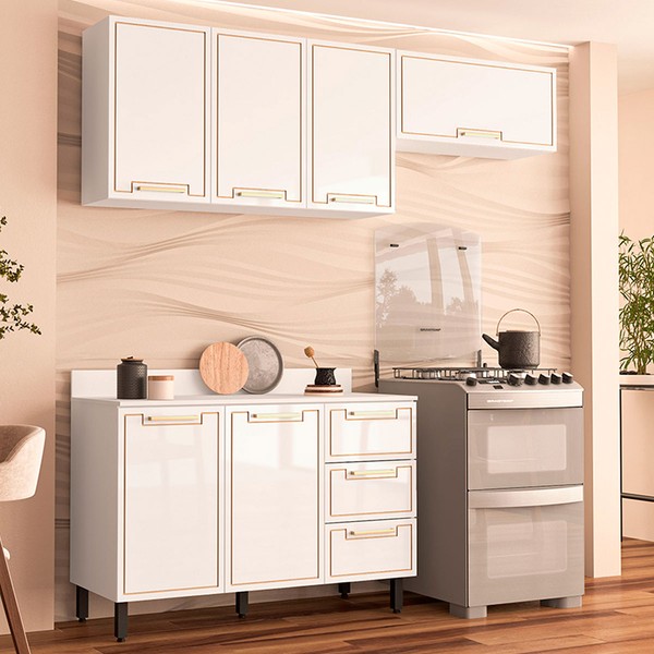 Cozinha Completa Amara 6 Portas 3 Gavetas 40250087 Branco - Politorno