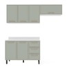 Cozinha Completa Amara 6 Portas 3 Gavetas 40250087 Branco/Verde Oliva - Politorno