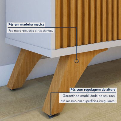 Rack com Painel para TV Até 75 Polegadas Gaia Paris Portas com Led Off White/Naturalle - Mavaular