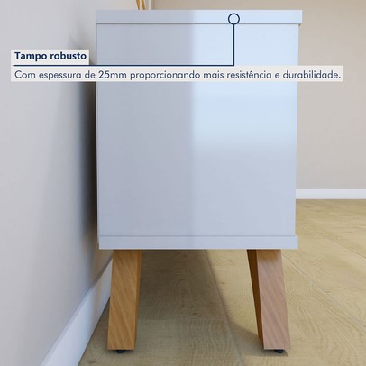 Rack com Painel para TV Até 75 Polegadas Gaia Paris Portas com Led Off White/Naturalle - Mavaular