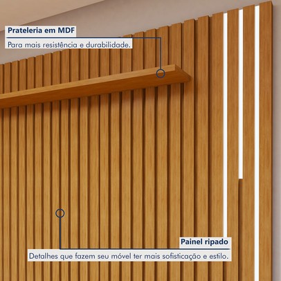 Rack com Painel para TV Até 75 Polegadas Gaia Paris Portas com Led Off White/Naturalle - Mavaular