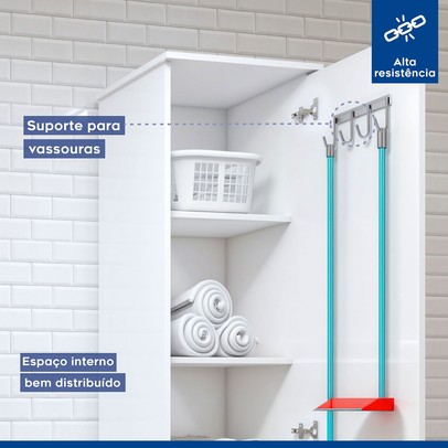 Lavanderia Completa Campinas 1 Porta 9 Prateleiras Branco - Kaki Móveis