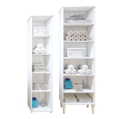 Lavanderia Completa Campinas 1 Porta 9 Prateleiras Branco - Kaki Móveis
