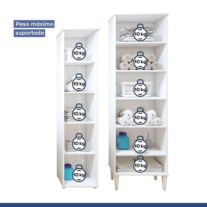 Lavanderia Completa Campinas 1 Porta 9 Prateleiras Branco - Kaki Móveis