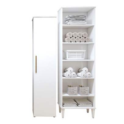 Lavanderia Completa Campinas 1 Porta 9 Prateleiras Branco - Kaki Móveis