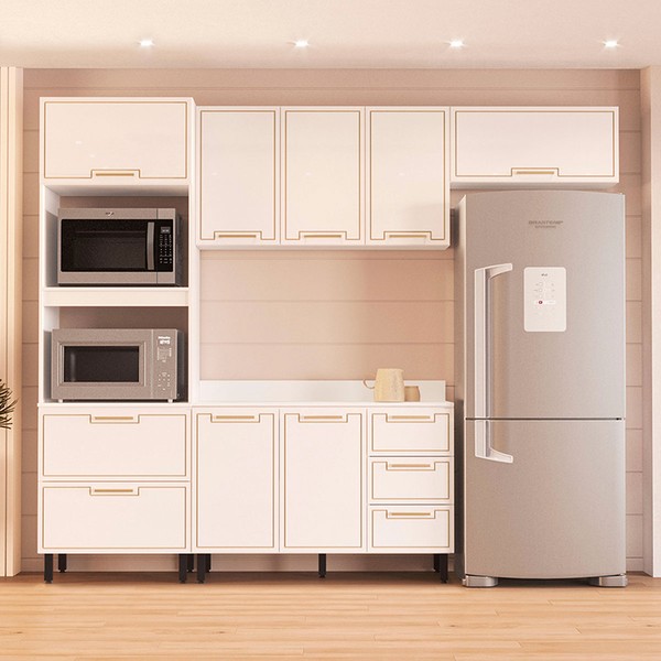 Cozinha Completa Amara 8 Portas 4 Gavetas 40250088 Branco - Politorno