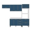 Cozinha Completa Amara 8 Portas 4 Gavetas 40250088 Branco/Azul - Politorno
