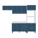 Cozinha Completa Amara 8 Portas 4 Gavetas 40250088 Branco/Azul - Politorno