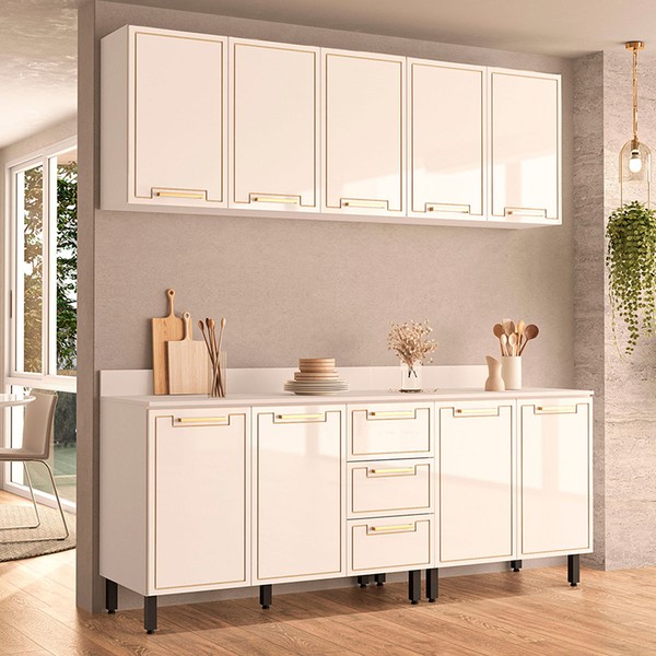 Cozinha Completa Amara 9 Portas 3 Gavetas 40250089 Branco - Politorno