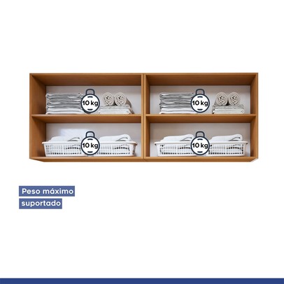 Armário Aéreo Lavanderia Guarapari 4 Portas Nature/Off White - Kaiki Móveis