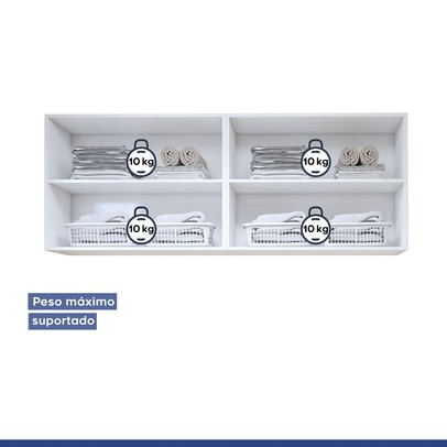 Armário Aéreo Lavanderia Guarapari 4 Portas Branco - Kaiki Móveis