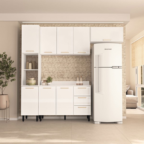 Cozinha Completa Amara 8 Portas 3 Gavetas 40250090 Branco - Politorno