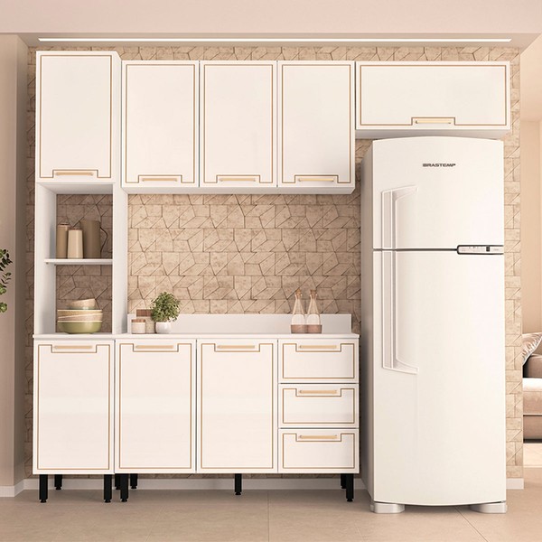 Cozinha Completa Amara 8 Portas 3 Gavetas 40250090 Branco - Politorno