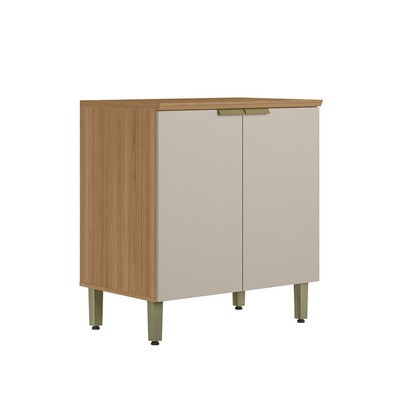 Balcão de Cozinha 80 Cm Route 2 Portas 100% Mdf Jequitibá/Off White Fosco - Pnr Móveis