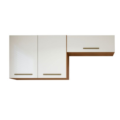 Armário Aéreo Lavanderia França 3 Portas Nature/Off White - Kaiki Móveis