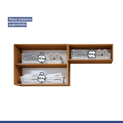 Armário Aéreo Lavanderia França 3 Portas Nature/Off White - Kaiki Móveis