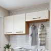 Armário Aéreo Lavanderia França 3 Portas Nature/Off White - Kaiki Móveis