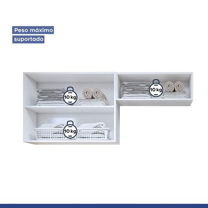 Armário Aéreo Lavanderia França 3 Portas Branco - Kaiki Móveis