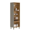 Cristaleira Renard 2 Portas 1 Gaveta com Vidro e Led 100% Mdf Jequitibá/Gris Fosco - Pnr Móveis
