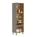 Cristaleira Renard 2 Portas 1 Gaveta com Vidro e Led 100% Mdf Jequitibá/Gris Fosco - Pnr Móveis