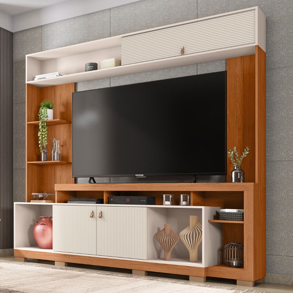 Estante para TV Até 65 Polegadas Sinfonia 3 Portas Freijó/Off White - Caemmun