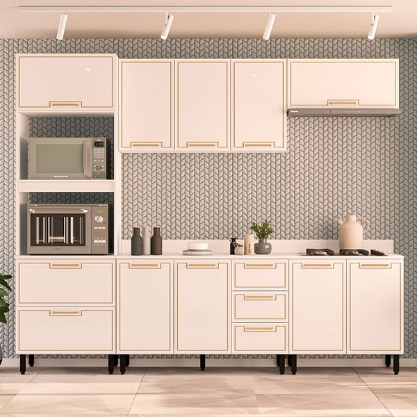 Cozinha Completa Amara 10 Portas 4 Gavetas 40250091 Branco - Politorno