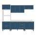 Cozinha Completa Amara 10 Portas 4 Gavetas 40250091 Branco/Azul - Politorno