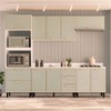 Cozinha Completa Amara 10 Portas 4 Gavetas 40250091 Branco/Verde Oliva - Politorno
