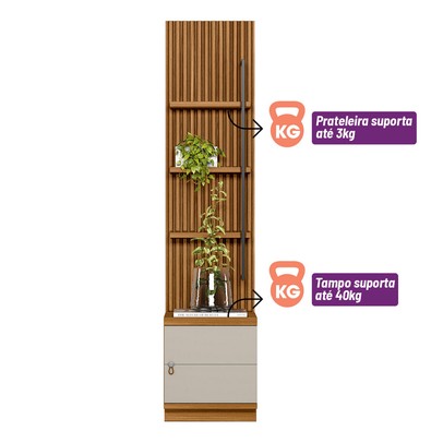 Estante para Livros Colina 3 Prateleiras 1 Porta Nature/Off White - Pnr Móveis