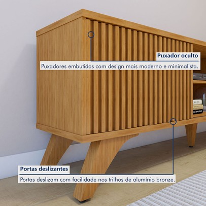 Rack com Painel para TV Até 75 Polegadas Gaia Paris Portas com Led Naturalle - Mavaular