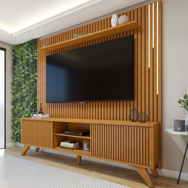 Rack com Painel para TV Até 75 Polegadas Gaia Paris Portas com Led Naturalle - Mavaular