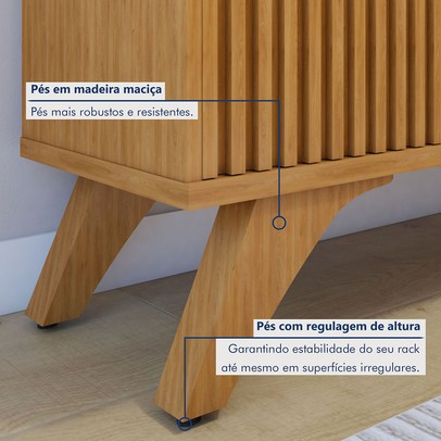 Rack com Painel para TV Até 75 Polegadas Gaia Paris Portas com Led Naturalle - Mavaular