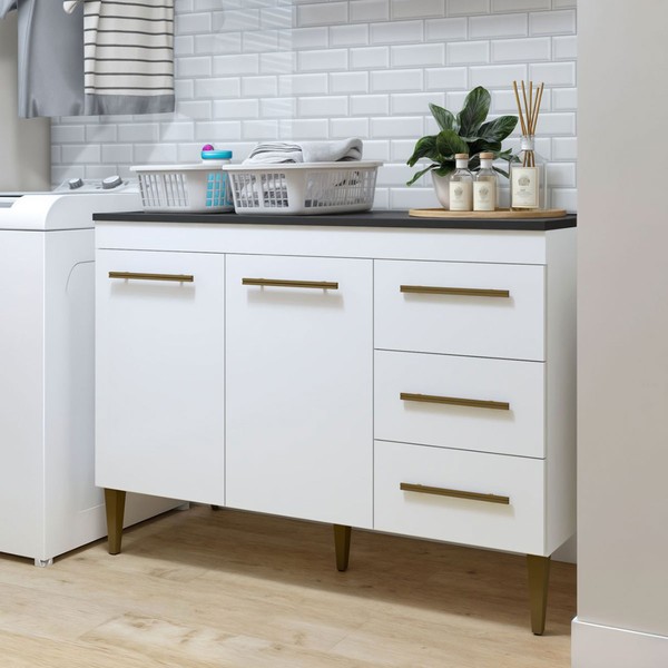 Armário Multiuso Petrópolis 2 Portas 3 Gavetas Branco - Kaiki Móveis