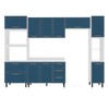 Cozinha Completa Amara 10 Portas 4 Gavetas 40250092 Branco/Azul - Politorno