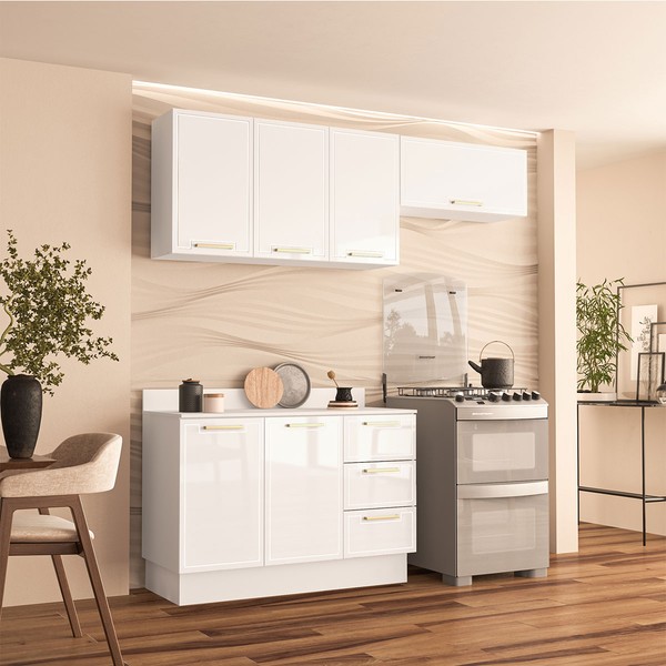 Cozinha Completa Amara 6 Portas 3 Gavetas 40250093 Branco - Politorno