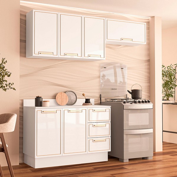 Cozinha Completa Amara 6 Portas 3 Gavetas 40250093 Branco - Politorno