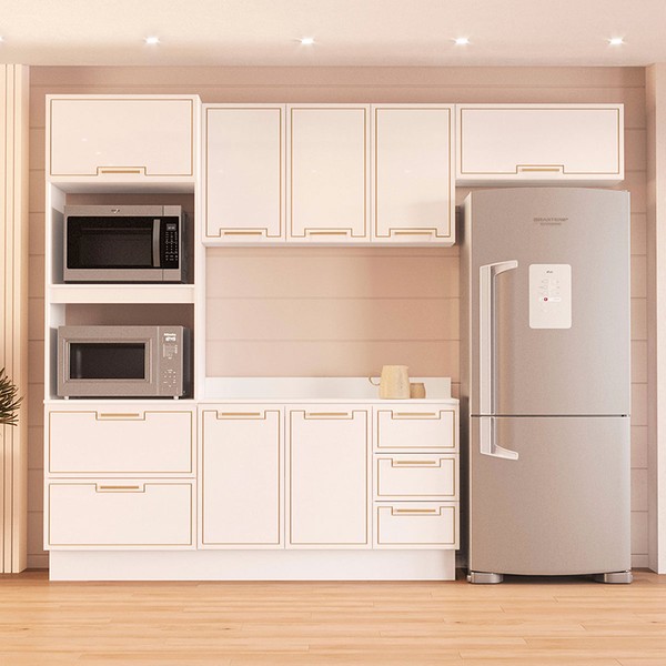 Cozinha Completa Amara 8 Portas 4 Gavetas 40250094 Branco - Politorno
