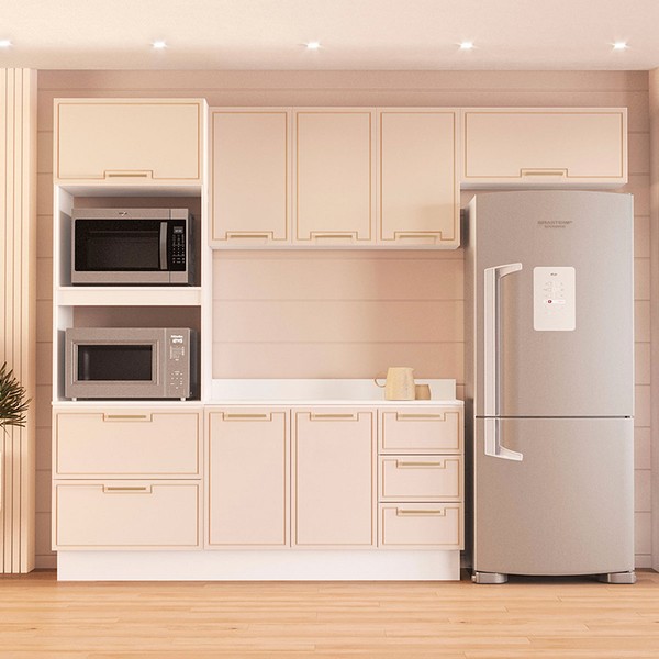 Cozinha Completa Amara 8 Portas 4 Gavetas 40250094 Creme/Branco - Politorno