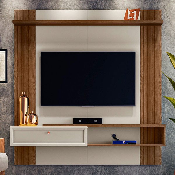 Painel para TV Até 60 Polegadas Frutos Freijó/Off White - Pnr Móveis