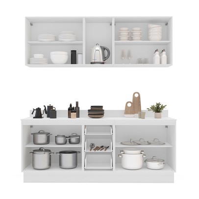 Cozinha Completa Amara 9 Portas 3 Gavetas Branco/Azul - Politorno