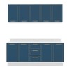 Cozinha Completa Amara 9 Portas 3 Gavetas Branco/Azul - Politorno