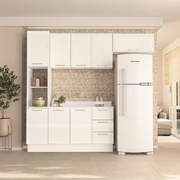 Cozinha Completa Amara 8 Portas 3 Gavetas 40250096 Branco - Politorno