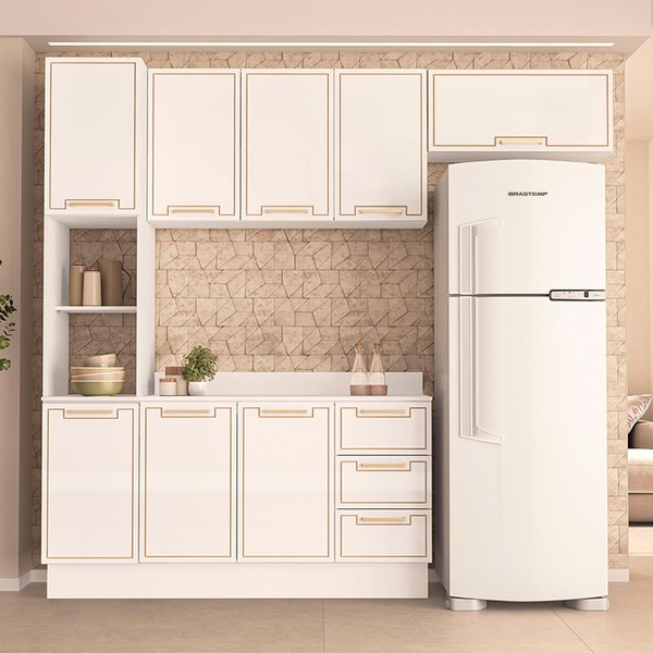 Cozinha Completa Amara 8 Portas 3 Gavetas 40250096 Branco - Politorno