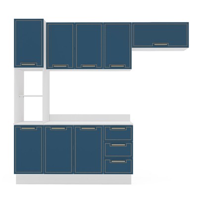 Cozinha Completa Amara 8 Portas 3 Gavetas 40250096 Branco/Azul - Politorno