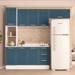 Cozinha Completa Amara 8 Portas 3 Gavetas 40250096 Branco/Azul - Politorno