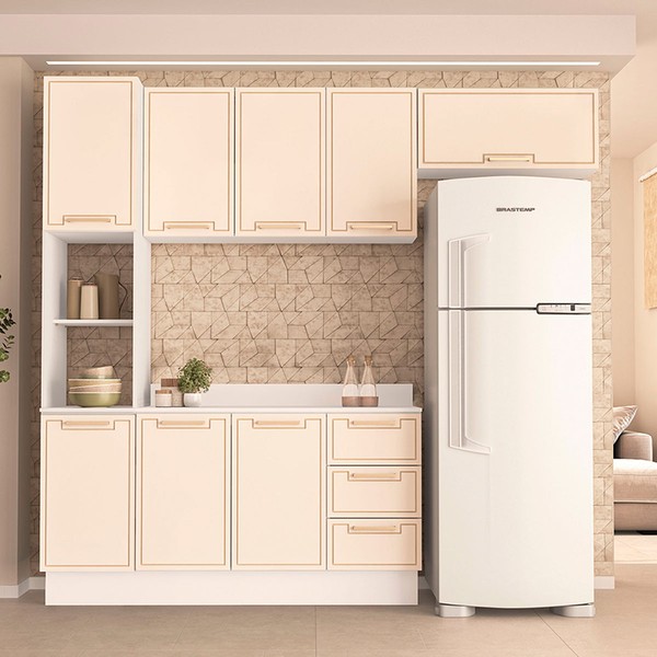 Cozinha Completa Amara 8 Portas 3 Gavetas 40250096 Branco/Creme - Politorno
