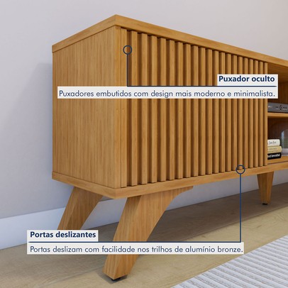 Rack com Painel para TV Até 75 Polegadas Gaia Paris 2 Portas Naturalle - Mavaular